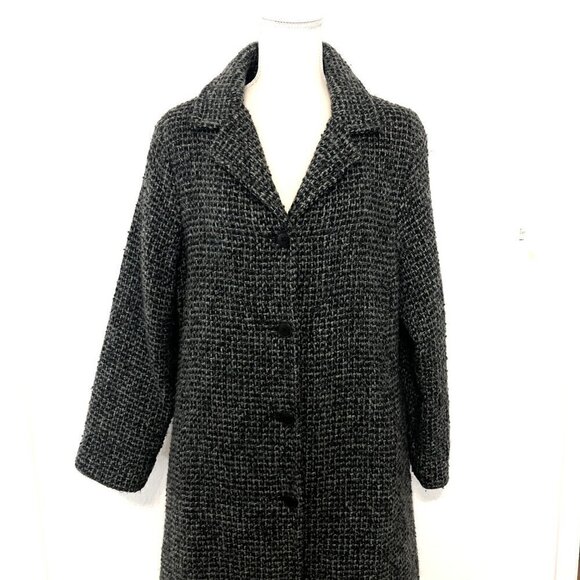 BOYNE VALLEY WEAVERS VTG Handcrafted Ireland Long Wool Blend Coat Medium Black - Picture 2 of 11